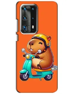Чехол для Huawei P40 с картинкой «Капибара на скутере»