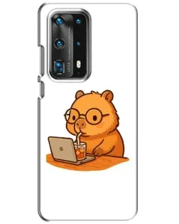 Чехол для Huawei P40 с картинкой «Капибара с ноутбуком»