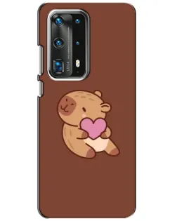 Чехол для Huawei P40 с картинкой «Капибара с сердцем»