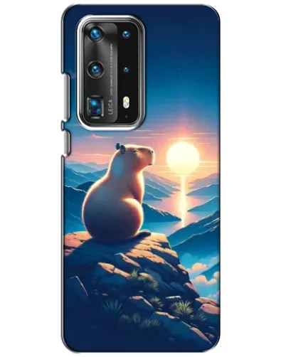 Чехол для Huawei P40 с картинкой «Закат солнца с капибарой»