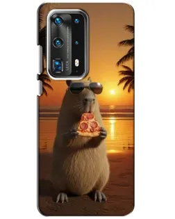 Чехол для Huawei P40 с картинкой «Капибара с пиццей»