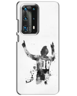 Чехол для Huawei P40 с картинкой «Черно-белый силуэт Месси» Чехол для Huawei P40 с картинкой «Черно-белый силуэт Месси»