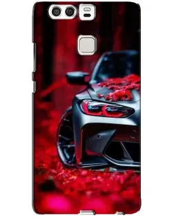 Чехол для Huawei P9 с картинкой «Спортивная BMW и цветы»