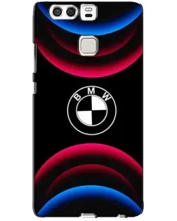 Чехол для Huawei P9 с картинкой «Логотип BMW и неоновые дуги»