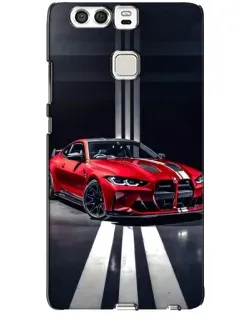 Чехол для Huawei P9 с картинкой «Красная BMW на дороге»