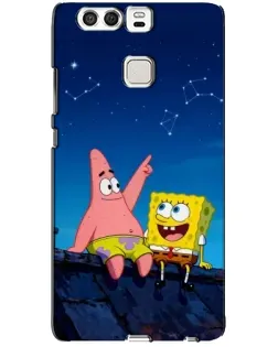Чехол для Huawei P9 с картинкой «Губка Боб и Патрик ночью»