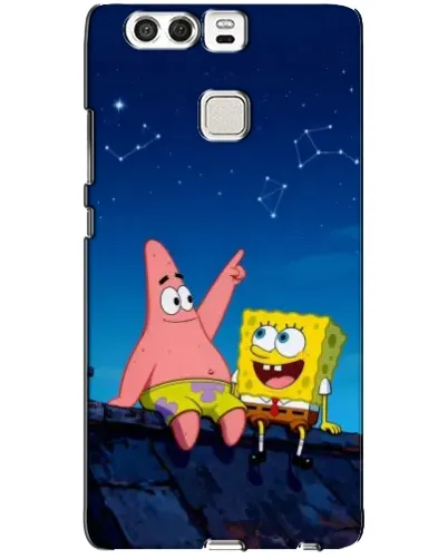 Чехол для Huawei P9 с картинкой «Губка Боб и Патрик ночью»