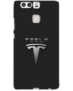 Чехол для Huawei P9 с картинкой «Стальной логотип Tesla»