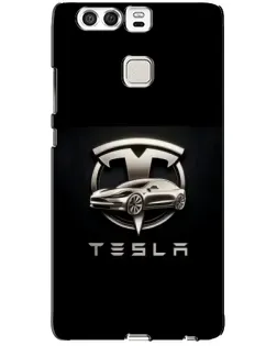 Чехол для Huawei P9 с картинкой «Tesla — серебристое авто»