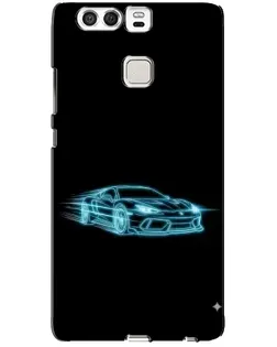 Чехол для Huawei P9 с картинкой «Неоновый контур Lamborghini»