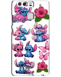 Чехол для Huawei P9 с картинкой «Стикеры Stitch и Angel»