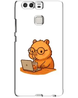 Чехол для Huawei P9 с картинкой «Капибара с ноутбуком»