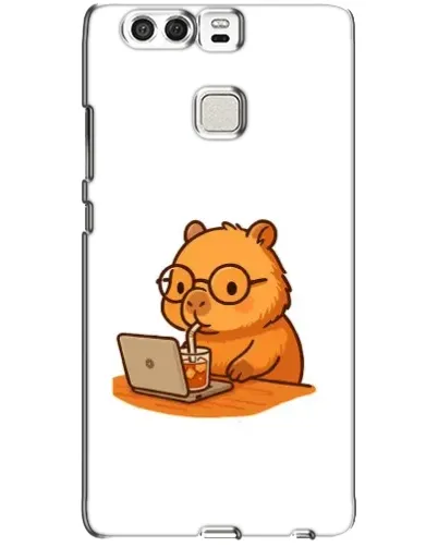 Чехол для Huawei P9 с картинкой «Капибара с ноутбуком»