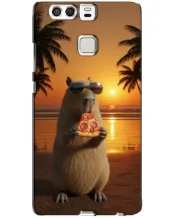 Чехол для Huawei P9 с картинкой «Капибара с пиццей»