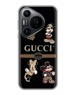 Чехол для Huawei Pura 70 PRO с картинкой «Gucci — герои Disney и монограмма»
