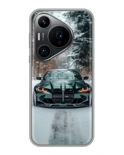 Чохол для Huawei Pura 70 PRO з картинкою «BMW у зимовому лісі»