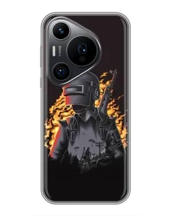 Чехол для Huawei Pura 70 PRO с картинкой «PUBG — огненный силуэт»