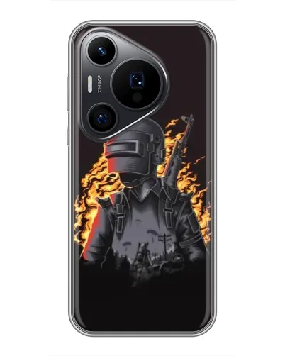 Чехол для Huawei Pura 70 PRO с картинкой «PUBG — огненный силуэт» Чехол для Huawei Pura 70 PRO с картинкой «PUBG — огненный силуэт»