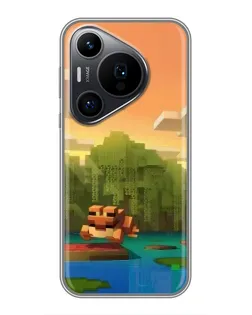 Чехол для Huawei Pura 70 PRO с картинкой «Майнкрафт закат солнца»