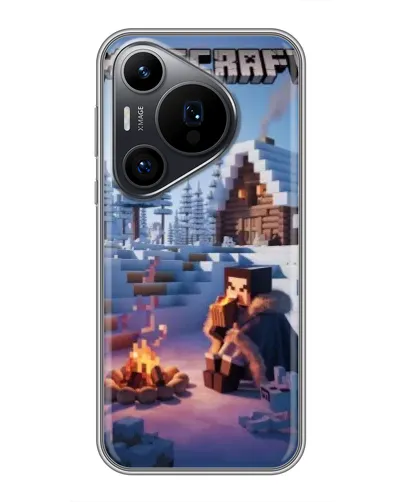 Чехол для Huawei Pura 70 PRO с картинкой «Зимний Minecraft»