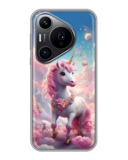 Чехол для Huawei Pura 70 PRO с картинкой «Единорог среди облаков»