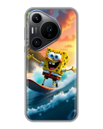 Чехол для Huawei Pura 70 PRO с картинкой «Губка Боб серфингист»