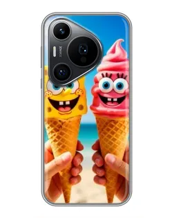 Чехол для Huawei Pura 70 PRO с картинкой «Спанч Боб мороженое»