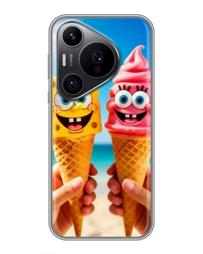 Чехол для Huawei Pura 70 PRO с картинкой «Спанч Боб мороженое»