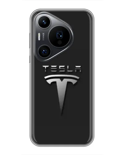 Чехол для Huawei Pura 70 PRO с картинкой «Стальной логотип Tesla»