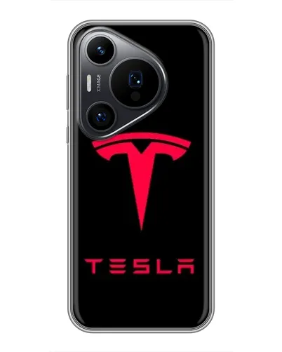 Чехол для Huawei Pura 70 PRO с картинкой «Tesla Red Logo»