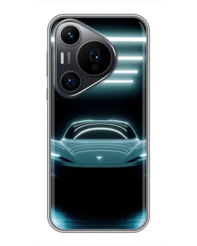 Чехол для Huawei Pura 70 PRO с картинкой «Tesla в неоне»