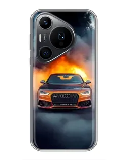 Чохол для Huawei Pura 70 PRO з картинкою «Audi у вогняному диму»