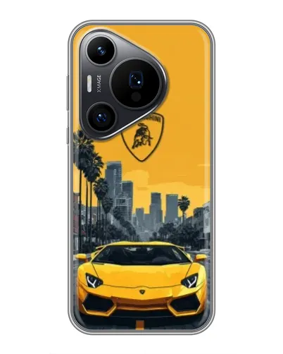 Чехол для Huawei Pura 70 PRO с картинкой «Желтый Lamborghini город» Чехол для Huawei Pura 70 PRO с картинкой «Желтый Lamborghini город»