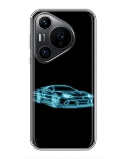 Чехол для Huawei Pura 70 PRO с картинкой «Неоновый контур Lamborghini»