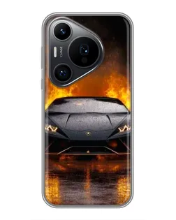 Чехол для Huawei Pura 70 PRO с картинкой «Lamborghini в огне»