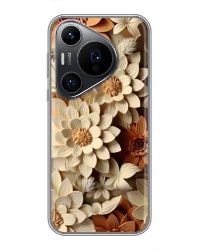 Чехол для Huawei Pura 70 PRO с картинкой «Бежевый флористический декор»