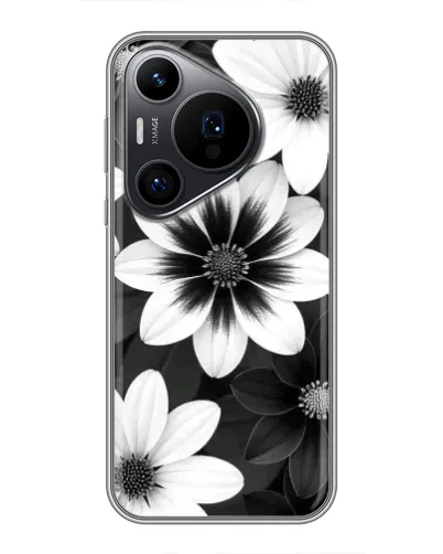 Чехол для Huawei Pura 70 PRO с картинкой «Монохромные астры»