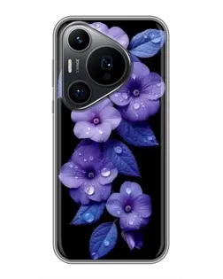 Чохол для Huawei Pura 70 PRO з картинкою «Фіолетові квіти з росою»