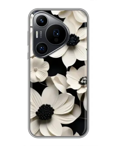 Чехол для Huawei Pura 70 PRO с картинкой «Объемные белые цветы»