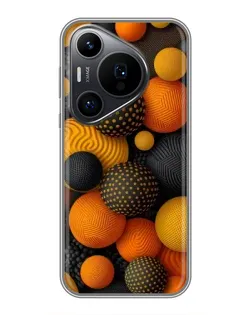 Чехол для Huawei Pura 70 PRO с картинкой «Объемные оранжевые сферы»