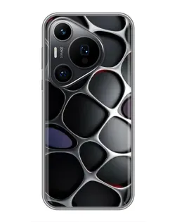Чехол для Huawei Pura 70 PRO с картинкой «Объемная темная решетка»