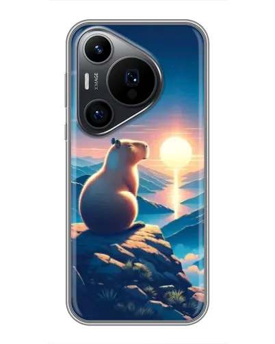 Чехол для Huawei Pura 70 PRO с картинкой «Закат солнца с капибарой» Чехол для Huawei Pura 70 PRO с картинкой «Закат солнца с капибарой»