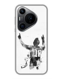 Чохол для Huawei Pura 70 PRO з картинкою «Чорно-білий силует Мессі»
