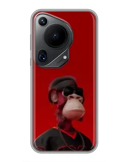 Чехол для Huawei Pura 70 Ultra с картинкой «Bored Ape в красном»