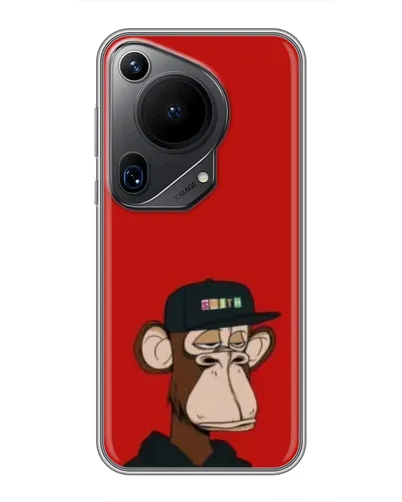 Чехол для Huawei Pura 70 Ultra с картинкой «Bored Ape — красный фон»