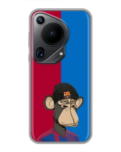 Чехол для Huawei Pura 70 Ultra с картинкой «Bored Ape — фанат Барсы»