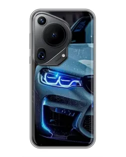 Чехол для Huawei Pura 70 Ultra с картинкой «Взгляд BMW с синими фарами»