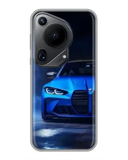 Чехол для Huawei Pura 70 Ultra с картинкой «Голубая BMW M4»