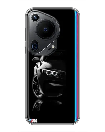 Чехол для Huawei Pura 70 Ultra с картинкой «Силуэт BMW в темноте»