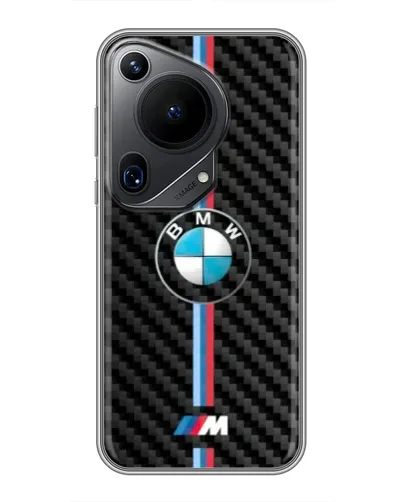 Чехол для Huawei Pura 70 Ultra с картинкой «Эмблема BMW и карбон»